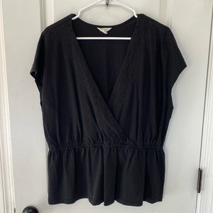 Caslon black wrap top with elastic waist